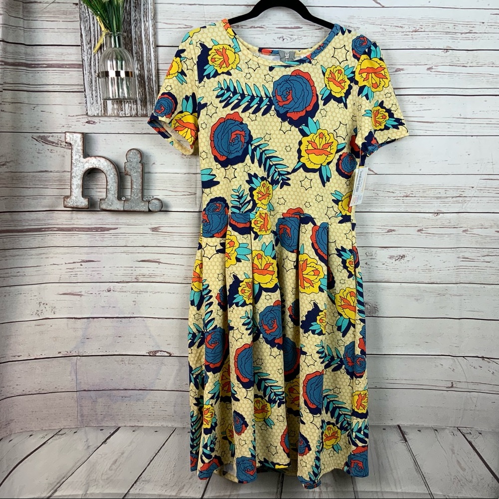 Lularoe Amelia Bright floral print dress XL
